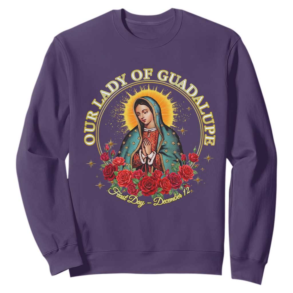 Virgen De Guadalupe Catholic Sweatshirt Our Lady Of Guadalupe TS14 Purple Print Your Wear