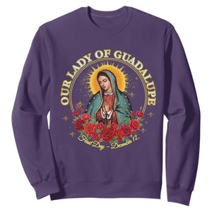 Virgen De Guadalupe Catholic Sweatshirt Our Lady Of Guadalupe TS14 Purple Print Your Wear