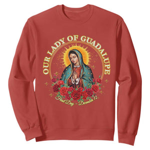Virgen De Guadalupe Catholic Sweatshirt Our Lady Of Guadalupe TS14 Red Print Your Wear