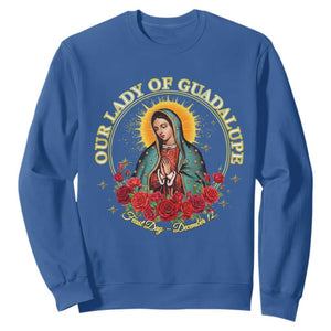 Virgen De Guadalupe Catholic Sweatshirt Our Lady Of Guadalupe TS14 Royal Blue Print Your Wear