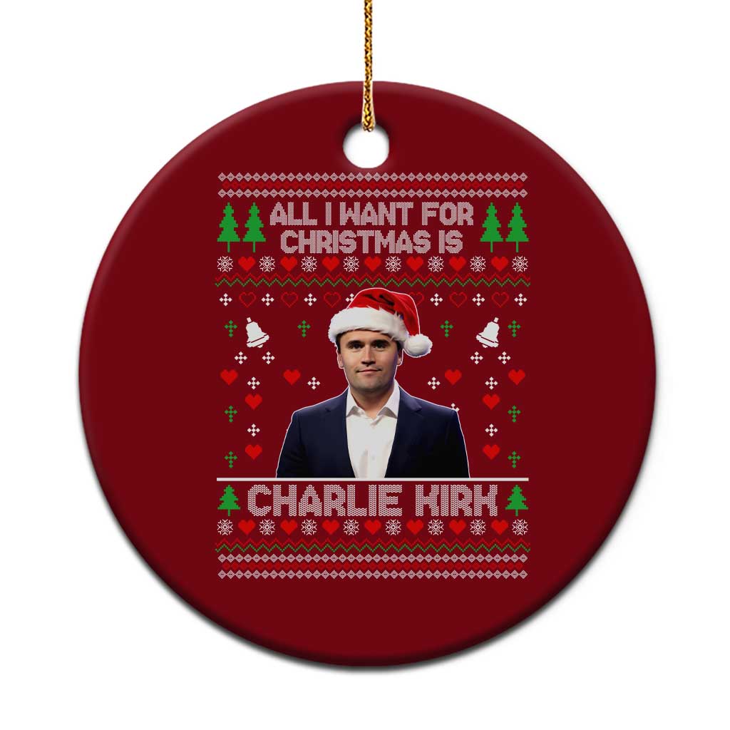 Charlie Kirk Xmas Ceramic Ornament Freedom Memorial Patriotic Christian Xmas TS14 1pc Red Print Your Wear