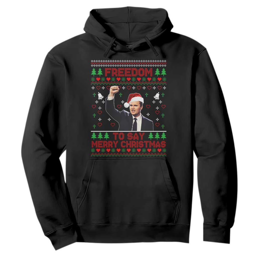 Charlie Kirk Christmas Hoodie Freedom To Say Merry Christmas TS14 Black Print Your Wear