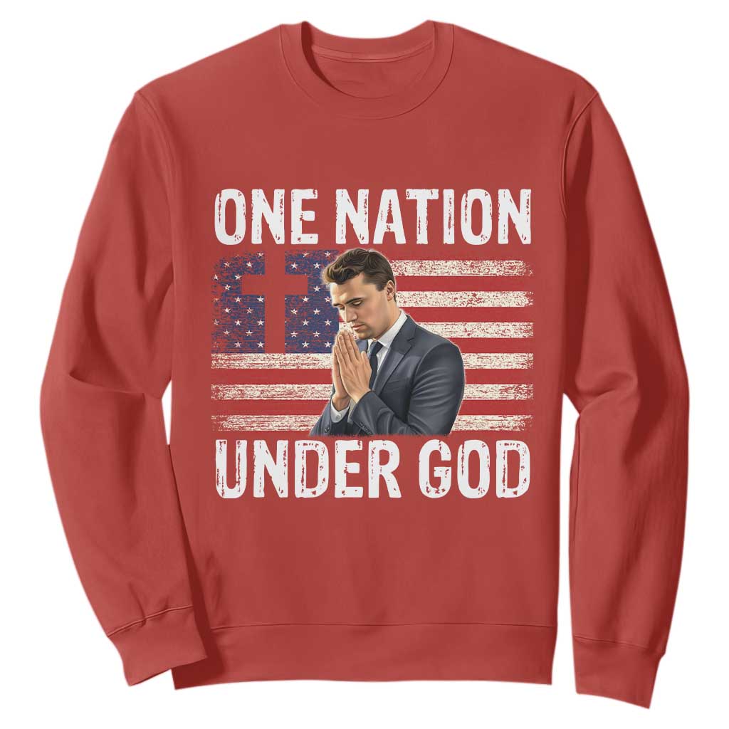 Charlie Kirk Christian Sweatshirt One Nation Under God Patriotic Faith TS14 Red Print Your Wear