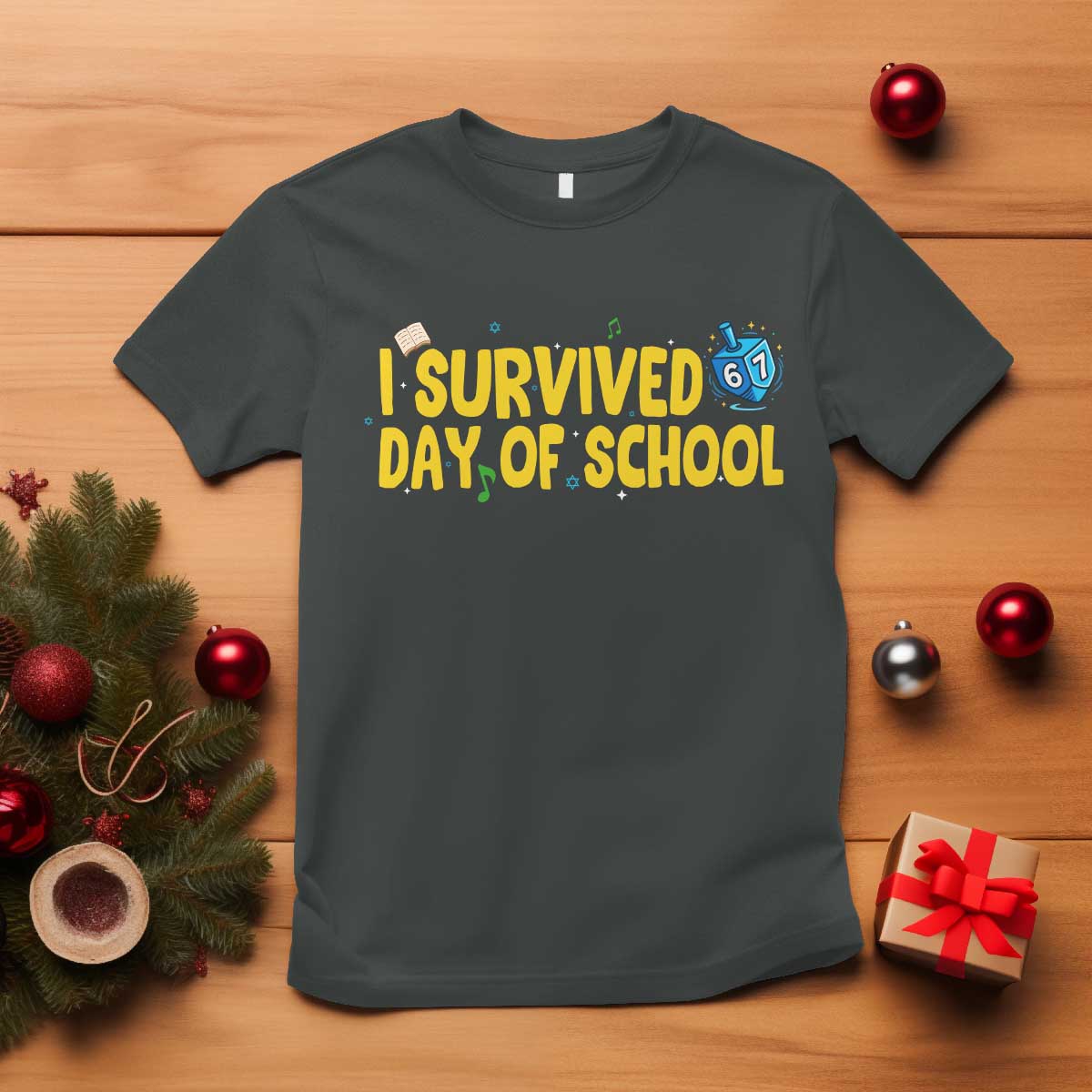 67 Six Seven Meme T Shirt Funny Hanukkah School Days TS14 Dark Heather Print Your Wear