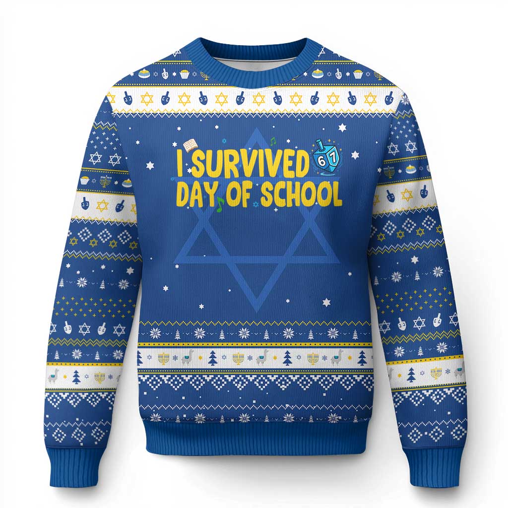 67 Six Seven Meme Hanukkah Ugly Sweater Funny Dreidel Chanukkah TS14 Blue White Print Your Wear