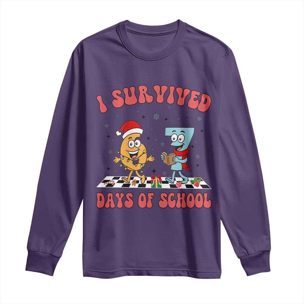 67 Six Seven Christmas Meme Long Sleeve Shirt I Survived Days Of School TS14 Purple Print Your Wear