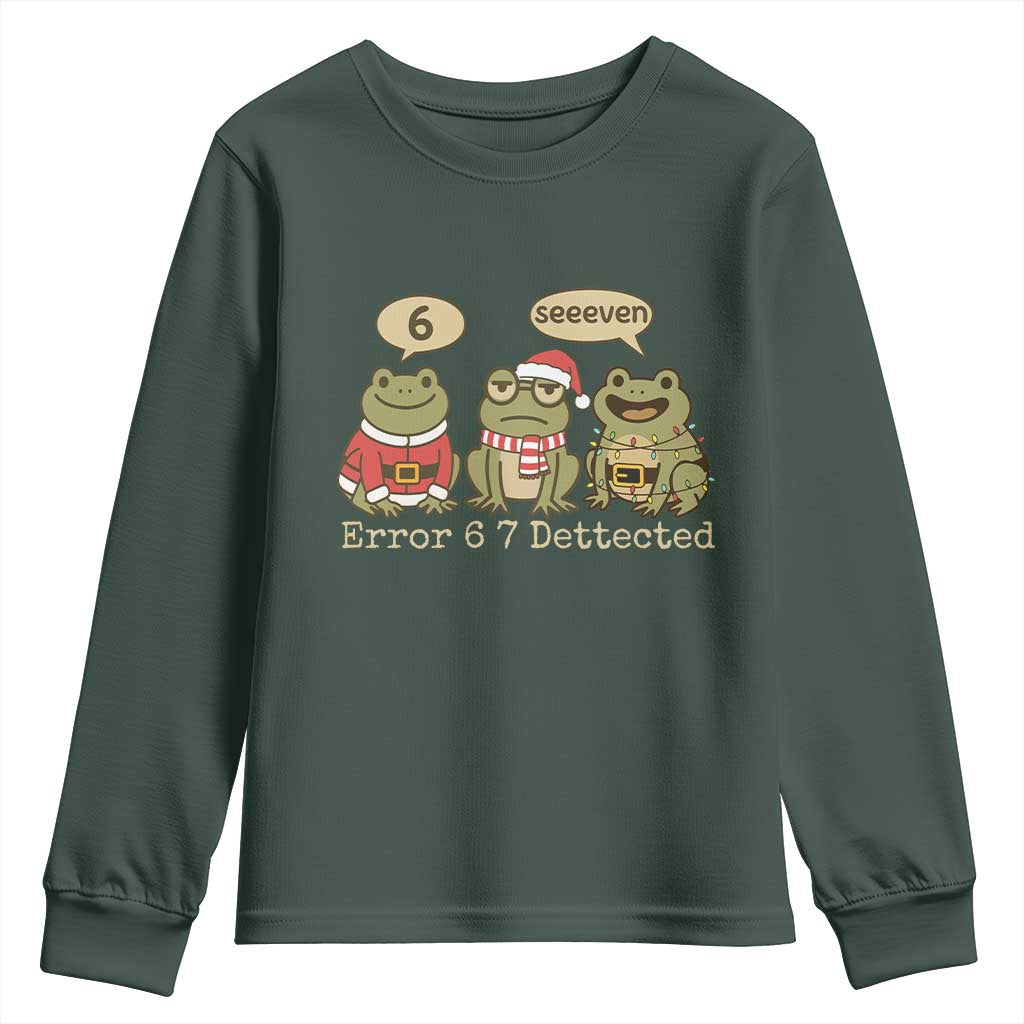 67 Six Seven Christmas Meme Youth Sweatshirt Funny Frog Christmas Xmas TS14 Dark Forest Green Print Your Wear