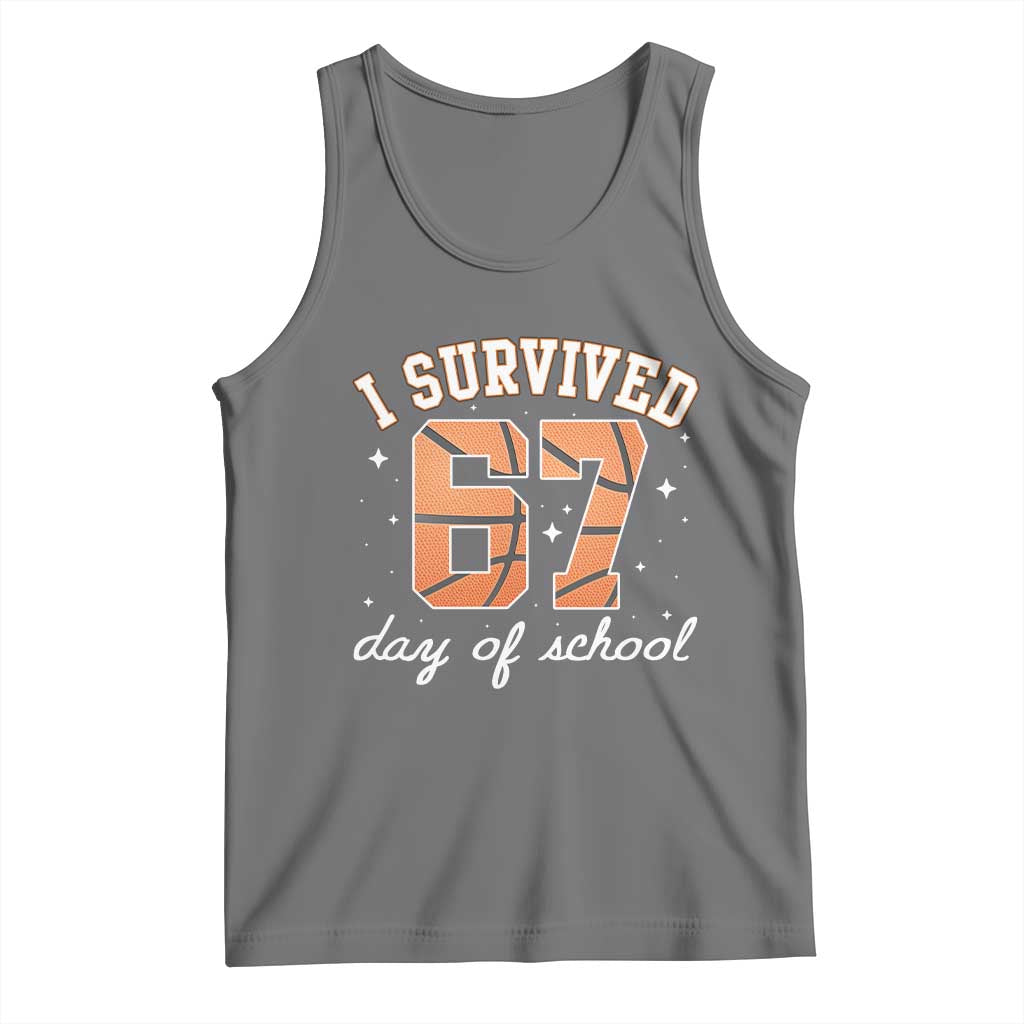 67 Six Seven Meme Tank Top I Survived Days Of School TS14 Black Heather Print Your Wear