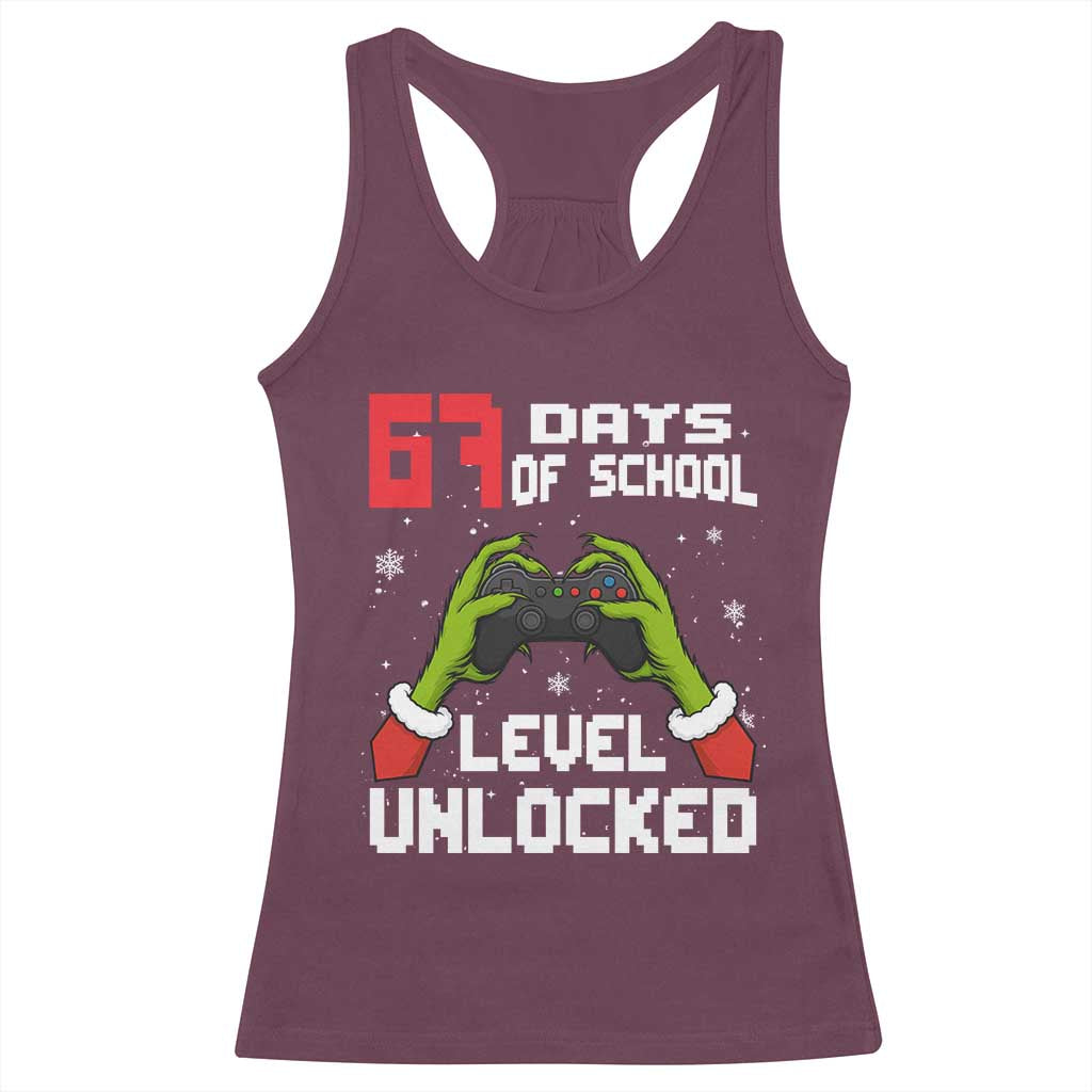 67 Six Seven Christmas Meme Racerback Tank Top Funny Elf Hand Video Game Xmas TS14 Maroon Print Your Wear