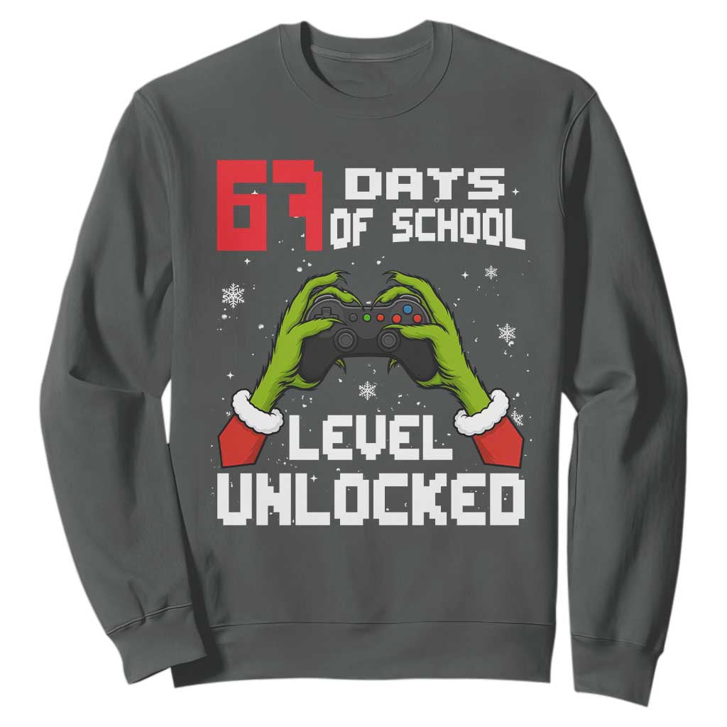 67 Six Seven Christmas Meme Sweatshirt Funny Elf Hand Video Game Xmas TS14 Dark Heather Print Your Wear