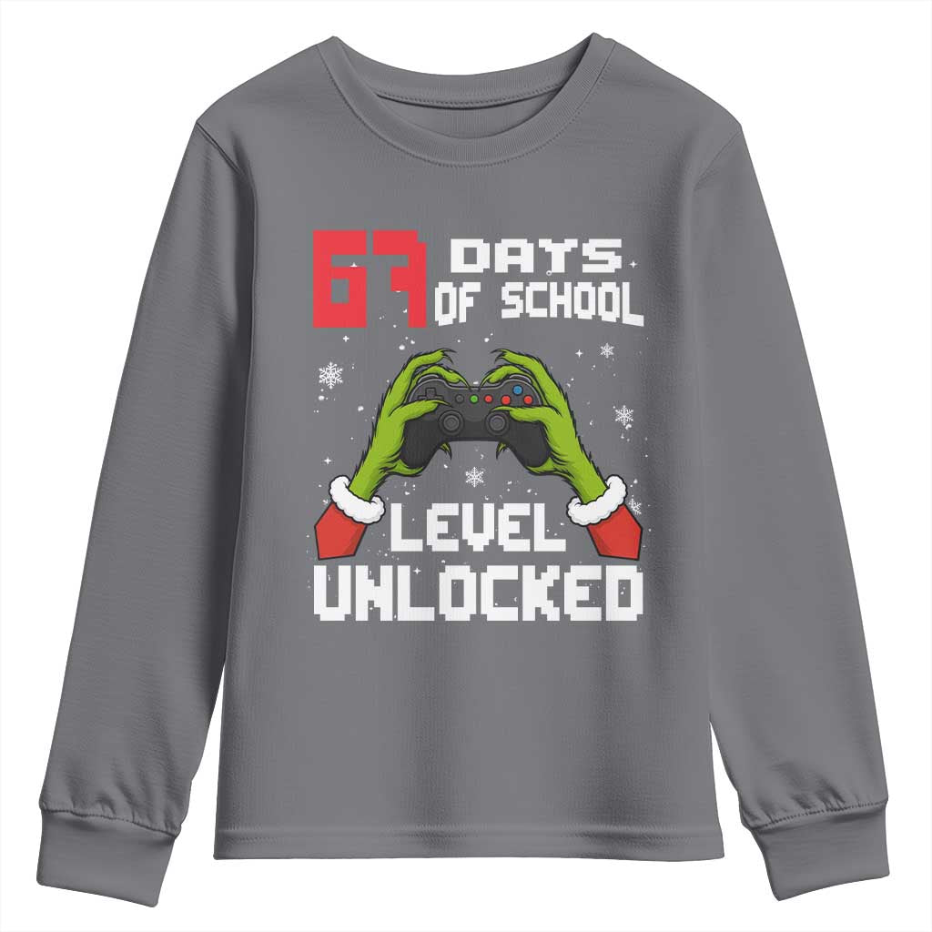 67 Six Seven Christmas Meme Youth Sweatshirt Funny Elf Hand Video Game Xmas TS14 Charcoal Print Your Wear
