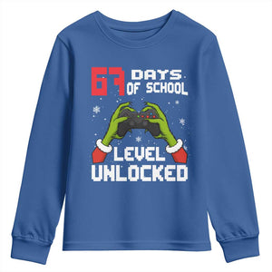 67 Six Seven Christmas Meme Youth Sweatshirt Funny Elf Hand Video Game Xmas TS14 Royal Blue Print Your Wear