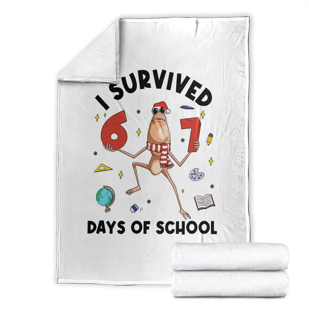 Marcus The Worm 67 Days of School Throw Blanket I Survived Funny Six Seven Meme Christmas Vibe TS14 White Print Your Wear