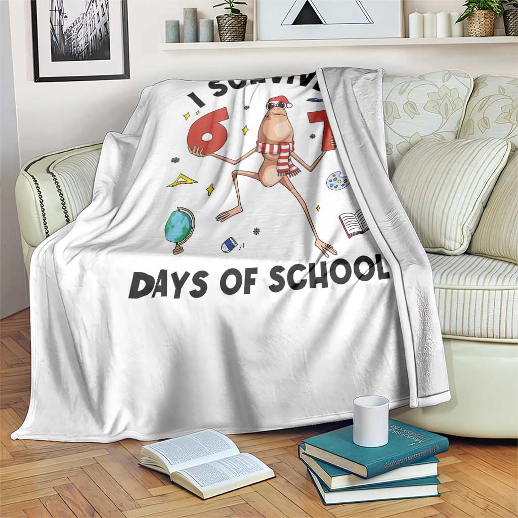 Marcus The Worm 67 Days of School Throw Blanket I Survived Funny Six Seven Meme Christmas Vibe TS14 Print Your Wear