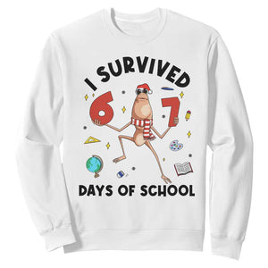 Marcus The Worm 67 Days of School Sweatshirt I Survived Funny Six Seven Meme Christmas Vibe TS14 White Print Your Wear