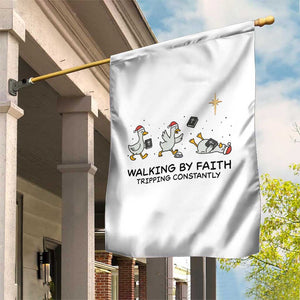 Funny Christian Goose Christmas Garden Flag Walking By Faith Tripping Constantly TS14 Print Your Wear