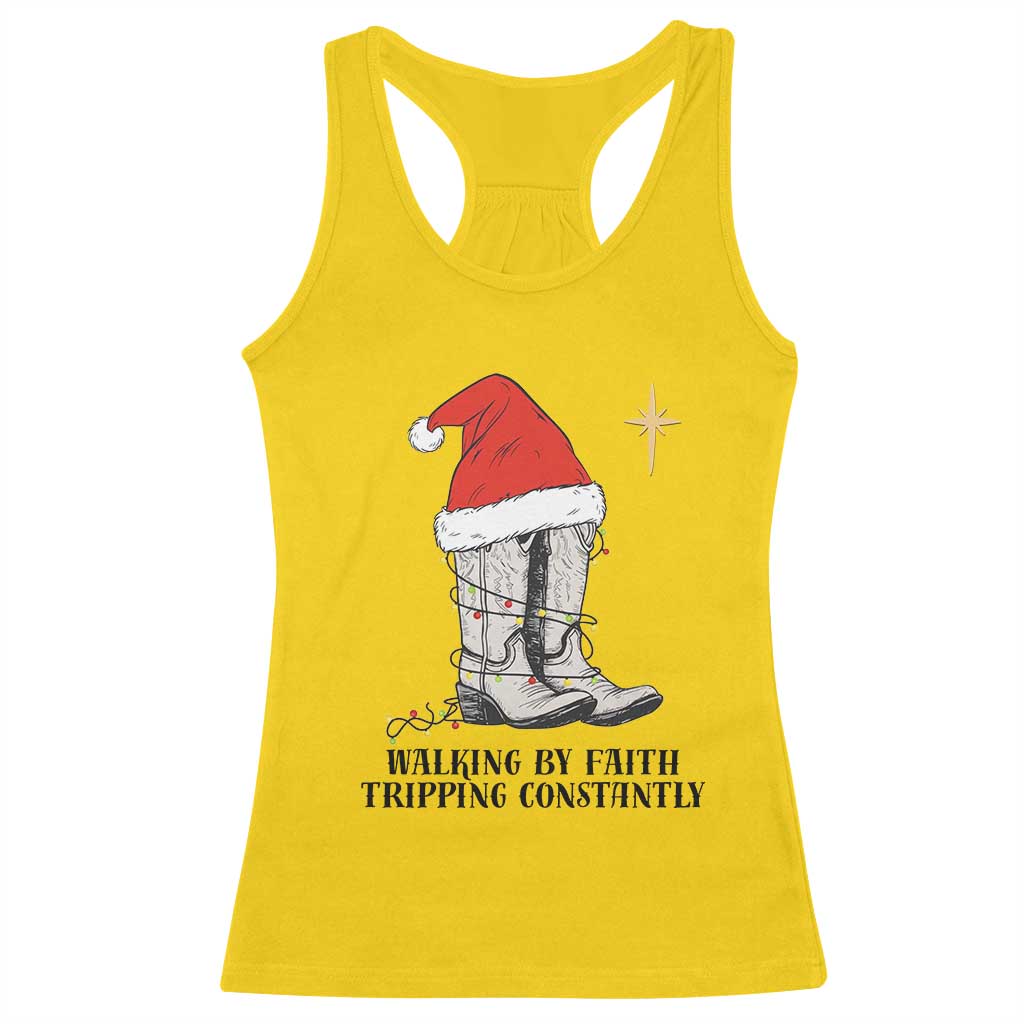 Western Christian Cowboy Racerback Tank Top Walking By Faith Tripping Constantly TS14 Daisy Print Your Wear