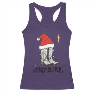 Western Christian Cowboy Racerback Tank Top Walking By Faith Tripping Constantly TS14 Purple Print Your Wear