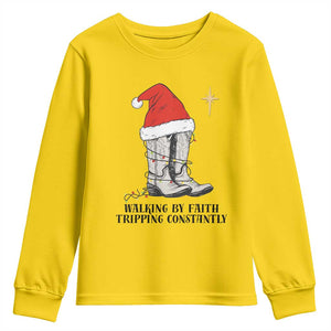 Western Christian Cowboy Youth Sweatshirt Walking By Faith Tripping Constantly TS14 Daisy Print Your Wear