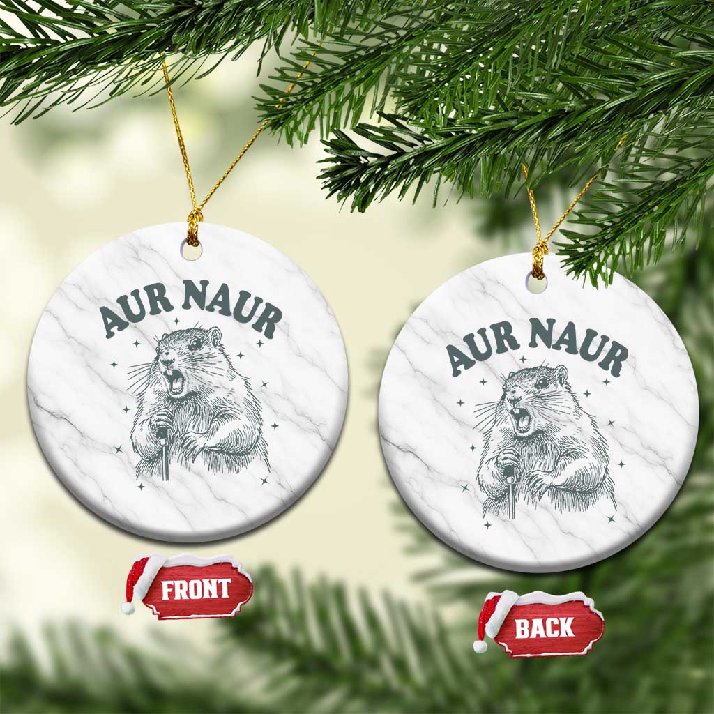 Aur Naur Groundhog Meme Ceramic Ornament Funny Sarcastic Oh No Australian Accent TS14 1pc White Marble Print Your Wear