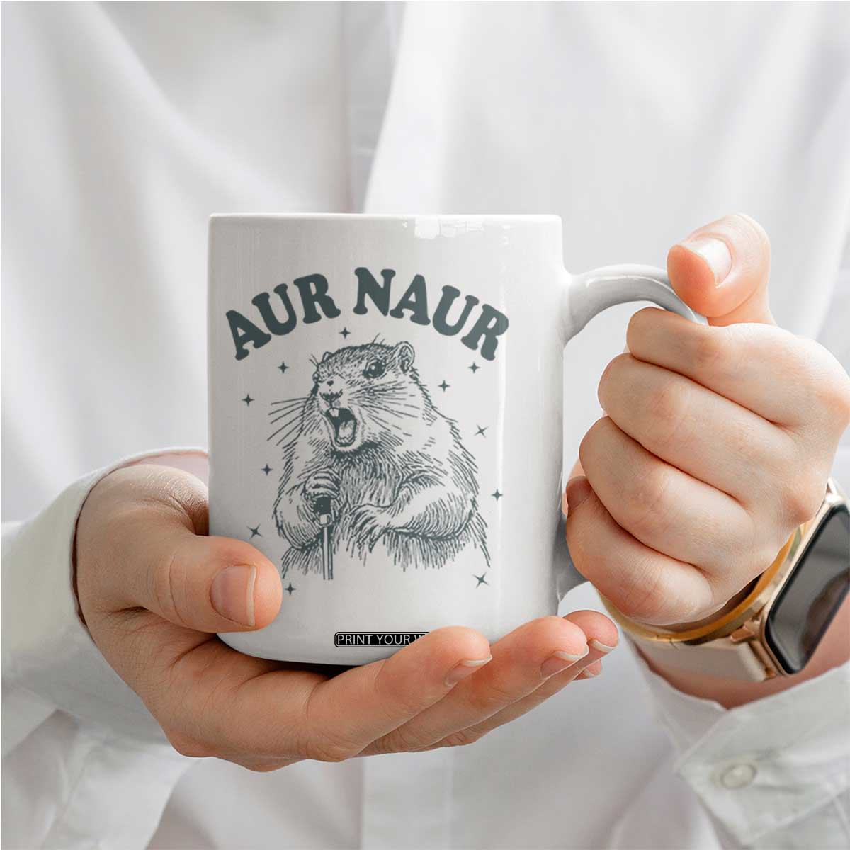 Aur Naur Groundhog Meme Coffee Mug Funny Sarcastic Oh No Australian Accent TS14 Print Your Wear