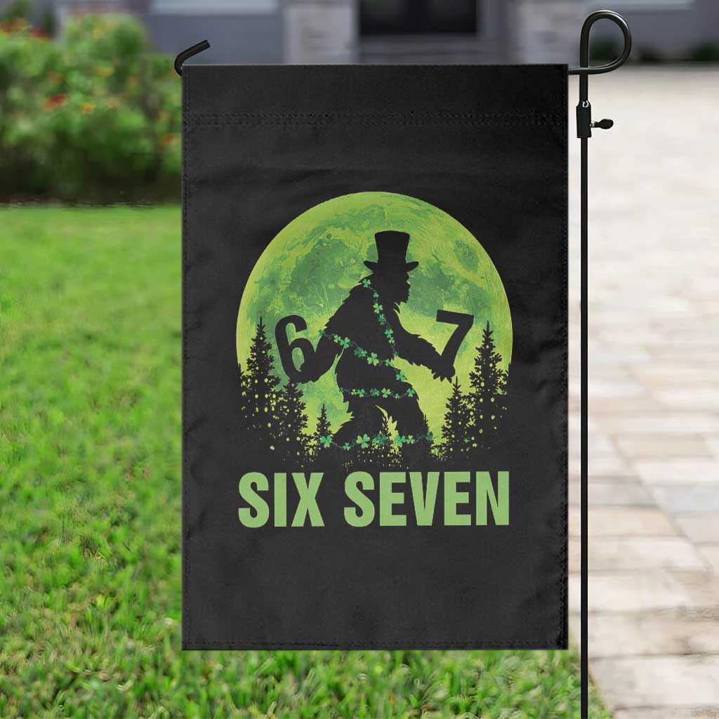 Funny Bigfoot St Patricks Day Garden Flag Sasquatch Hiding Moon Forest Meme TS14 Print Your Wear