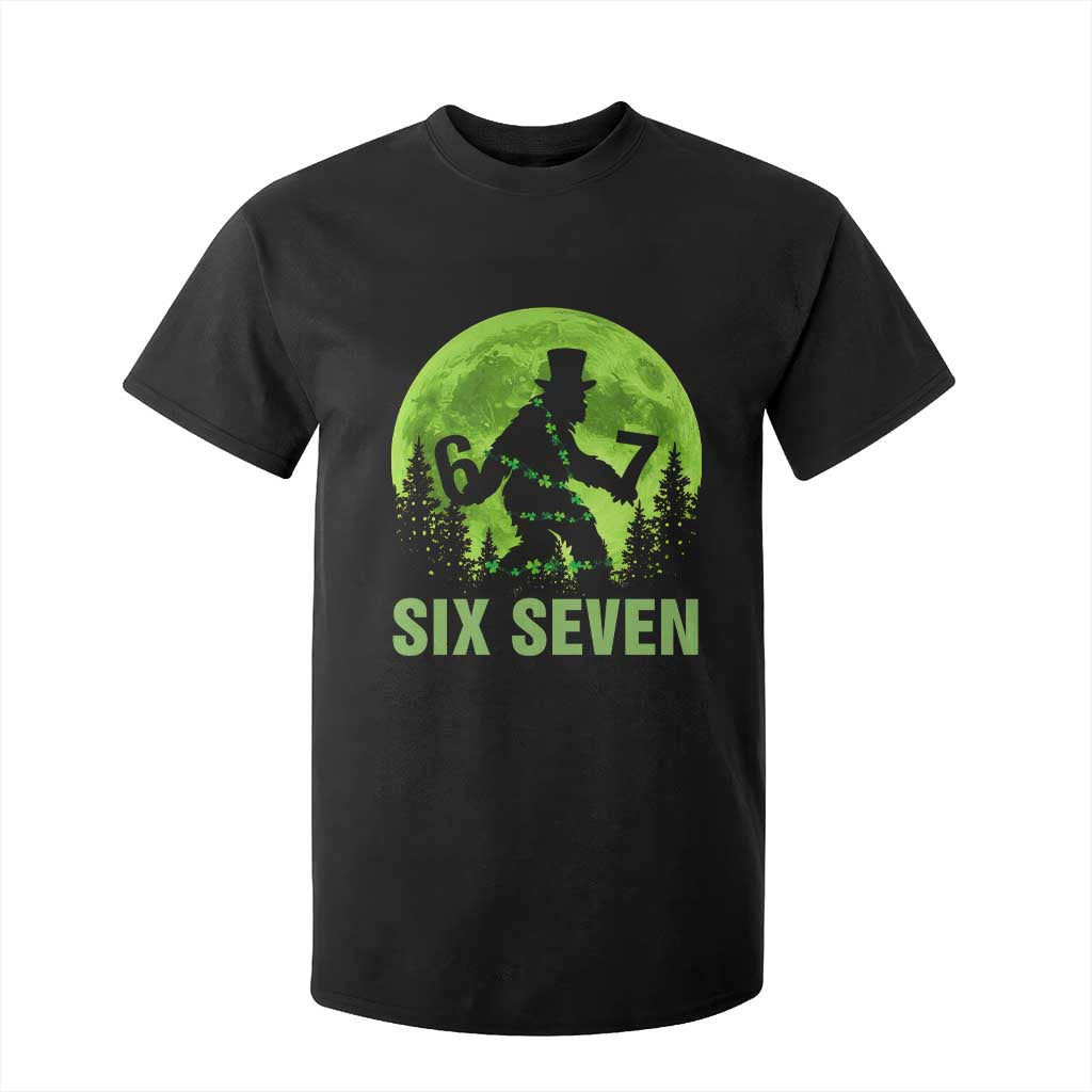 Funny Bigfoot St Patricks Day T Shirt For Kid Sasquatch Hiding Moon Forest Meme TS14 Black Print Your Wear