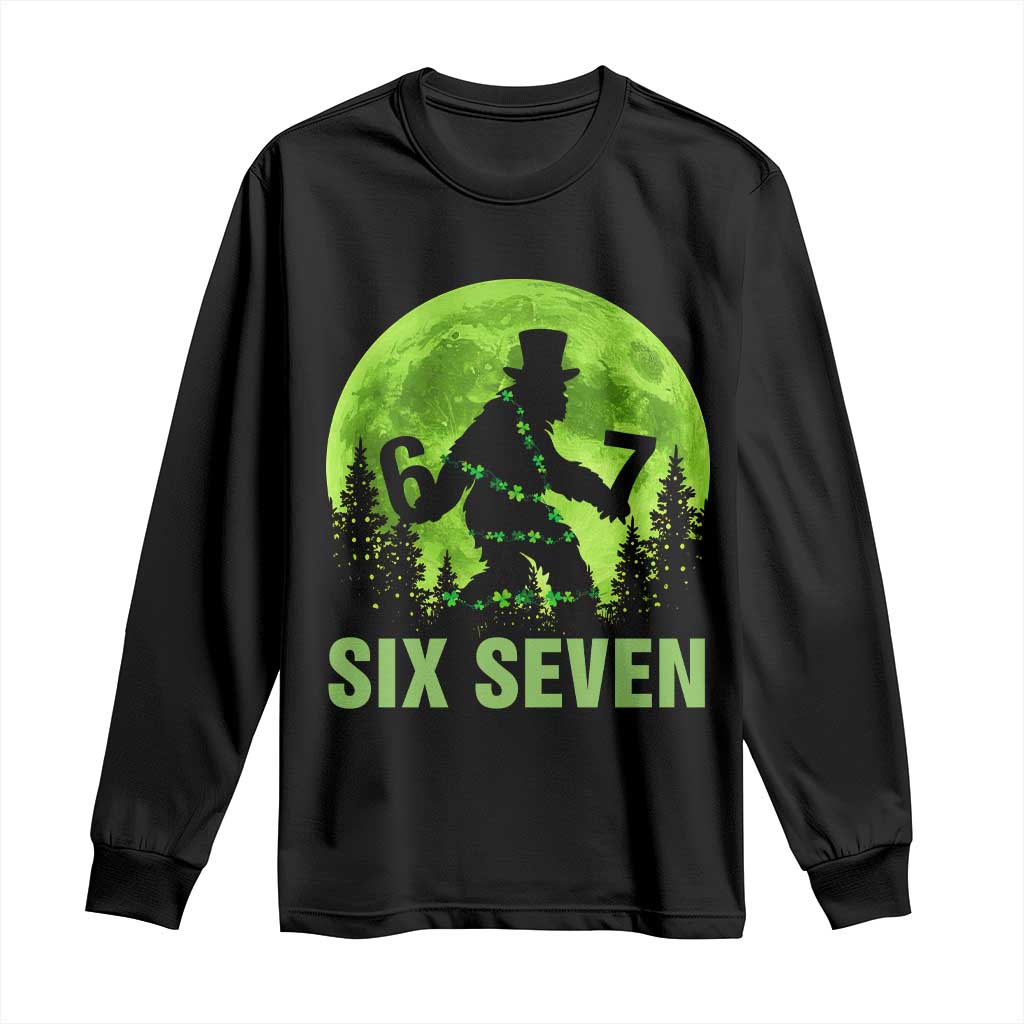 Funny Bigfoot St Patricks Day Long Sleeve Shirt Sasquatch Hiding Moon Forest Meme TS14 Black Print Your Wear