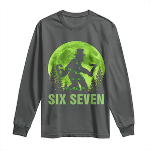 Funny Bigfoot St Patricks Day Long Sleeve Shirt Sasquatch Hiding Moon Forest Meme TS14 Dark Heather Print Your Wear