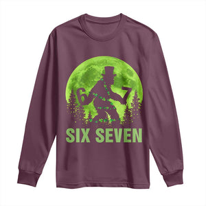 Funny Bigfoot St Patricks Day Long Sleeve Shirt Sasquatch Hiding Moon Forest Meme TS14 Maroon Print Your Wear