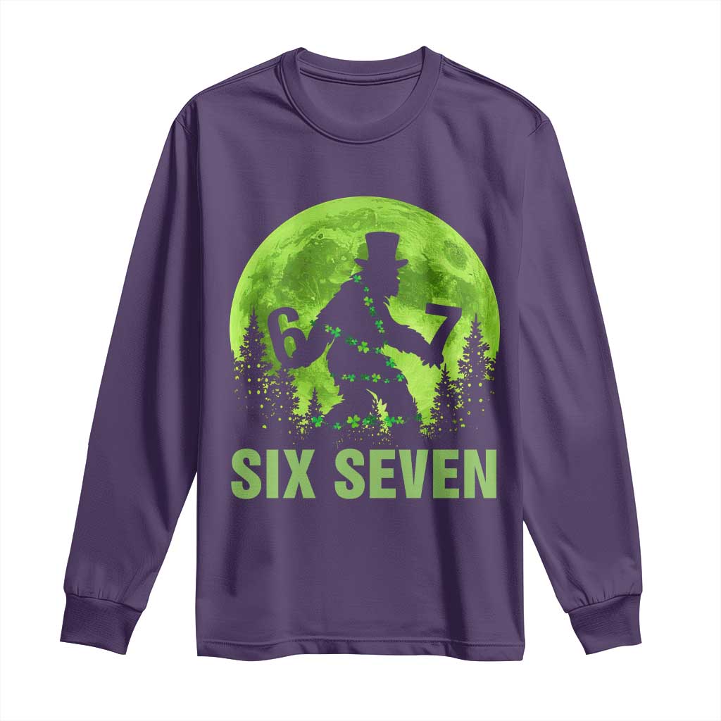 Funny Bigfoot St Patricks Day Long Sleeve Shirt Sasquatch Hiding Moon Forest Meme TS14 Purple Print Your Wear