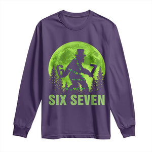 Funny Bigfoot St Patricks Day Long Sleeve Shirt Sasquatch Hiding Moon Forest Meme TS14 Purple Print Your Wear