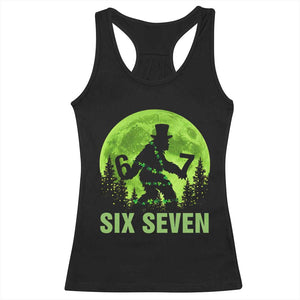 Funny Bigfoot St Patricks Day Racerback Tank Top Sasquatch Hiding Moon Forest Meme TS14 Black Print Your Wear