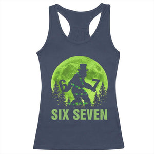 Funny Bigfoot St Patricks Day Racerback Tank Top Sasquatch Hiding Moon Forest Meme TS14 Navy Print Your Wear