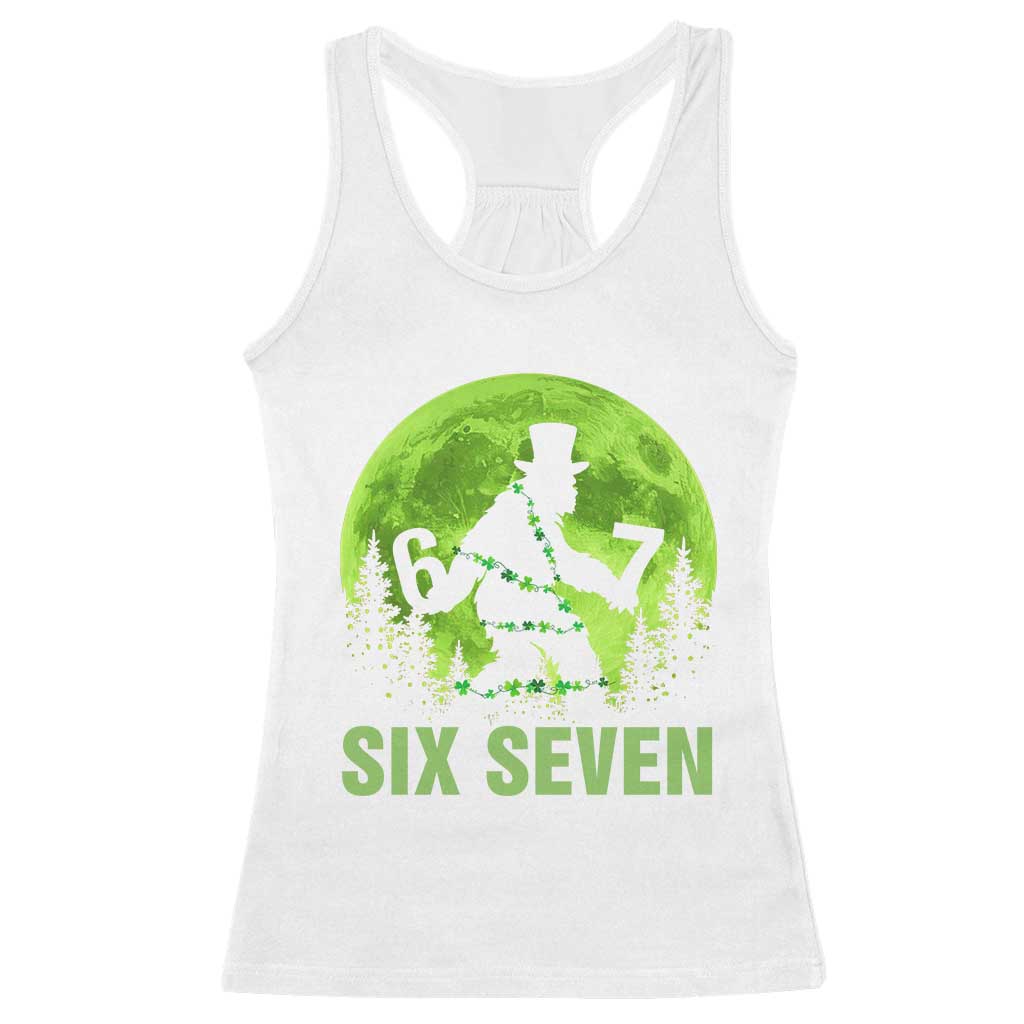 Funny Bigfoot St Patricks Day Racerback Tank Top Sasquatch Hiding Moon Forest Meme TS14 White Print Your Wear