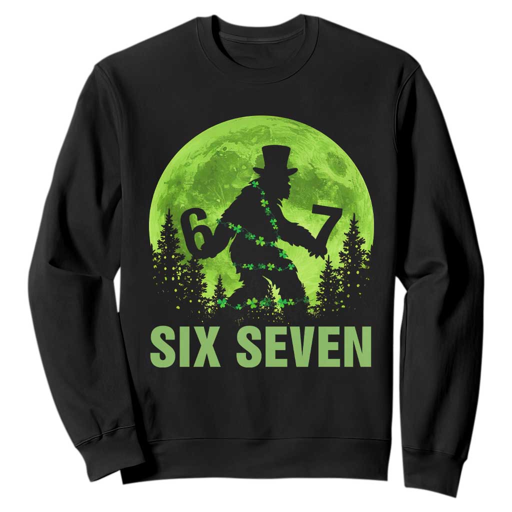 Funny Bigfoot St Patricks Day Sweatshirt Sasquatch Hiding Moon Forest Meme TS14 Black Print Your Wear