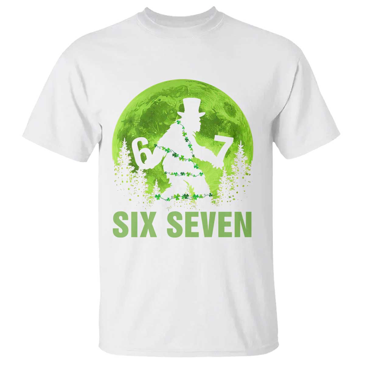 Funny Bigfoot St Patricks Day T Shirt Sasquatch Hiding Moon Forest Meme TS14 White Print Your Wear