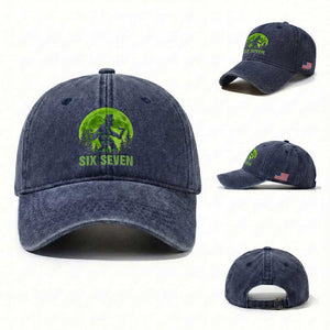 Funny Bigfoot St Patricks Day Washed Cotton Baseball Cap Sasquatch Hiding Moon Forest Meme TS14 Washed Cap Universal Fit Navy Print Your Wear