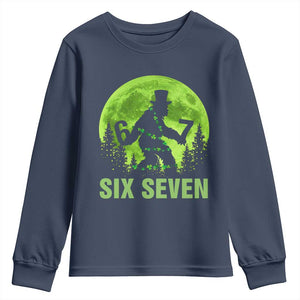 Funny Bigfoot St Patricks Day Youth Sweatshirt Sasquatch Hiding Moon Forest Meme TS14 Navy Print Your Wear