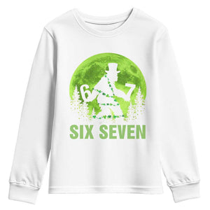 Funny Bigfoot St Patricks Day Youth Sweatshirt Sasquatch Hiding Moon Forest Meme TS14 White Print Your Wear