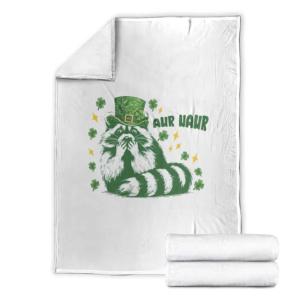 AUR Naur Raccoon St Patricks Day Meme Throw Blanket Funny Sarcastic Oh No Australian Accent TS14 White Print Your Wear