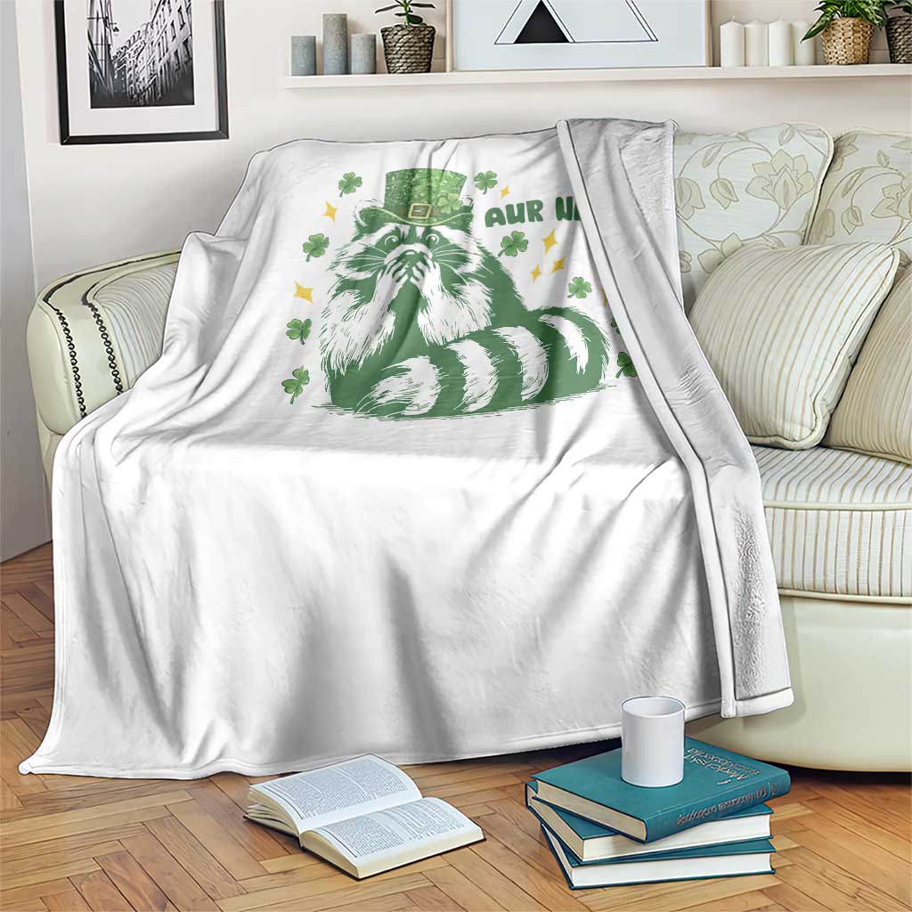 AUR Naur Raccoon St Patricks Day Meme Throw Blanket Funny Sarcastic Oh No Australian Accent TS14 Print Your Wear