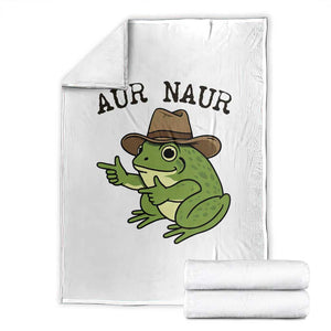 AUR Naur Cowboy Frog Meme Throw Blanket Funny Sarcastic Oh No Australian Accent TS14 White Print Your Wear