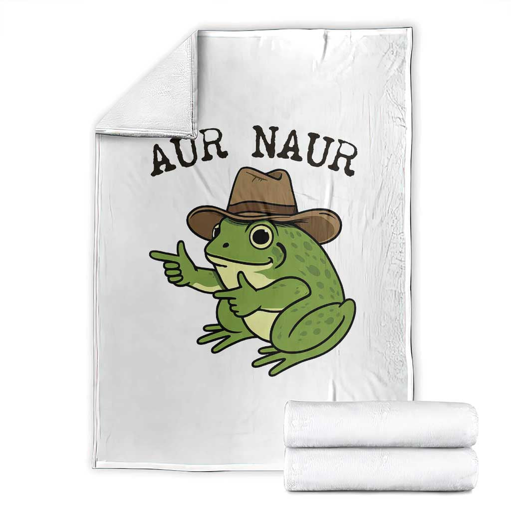 AUR Naur Cowboy Frog Meme Throw Blanket Funny Sarcastic Oh No Australian Accent TS14 White Print Your Wear