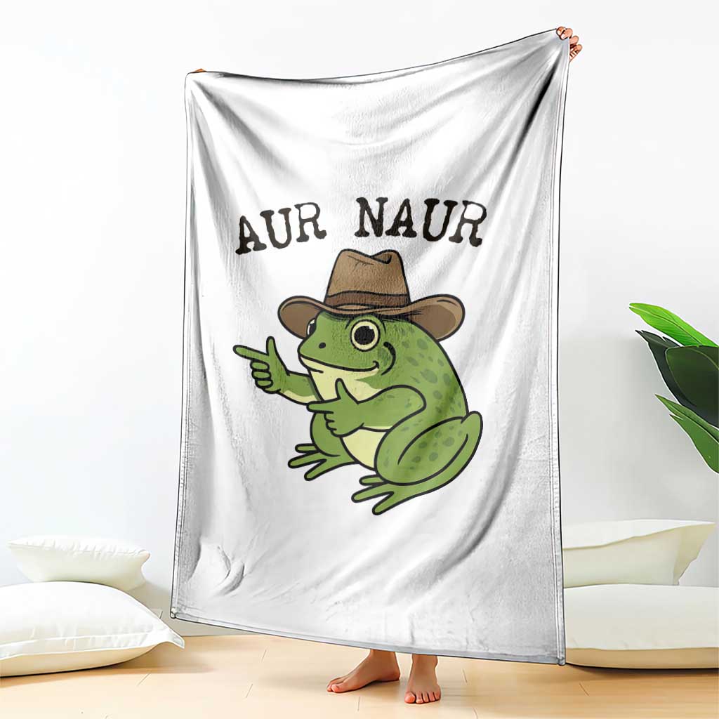 AUR Naur Cowboy Frog Meme Throw Blanket Funny Sarcastic Oh No Australian Accent TS14 Print Your Wear