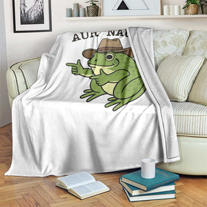 AUR Naur Cowboy Frog Meme Throw Blanket Funny Sarcastic Oh No Australian Accent TS14 Print Your Wear