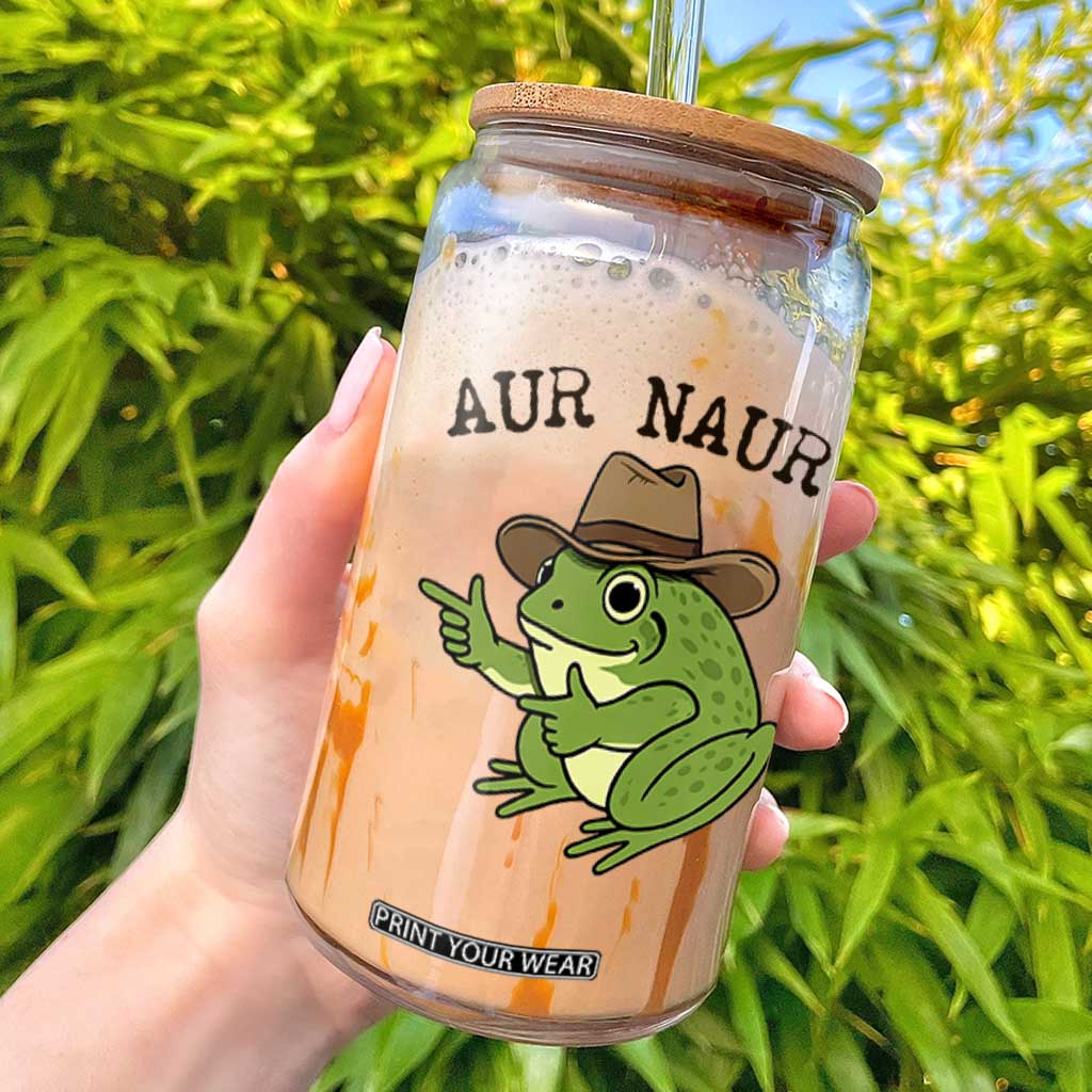 AUR Naur Cowboy Frog Meme Glass Can Funny Sarcastic Oh No Australian Accent TS14 White Print Your Wear