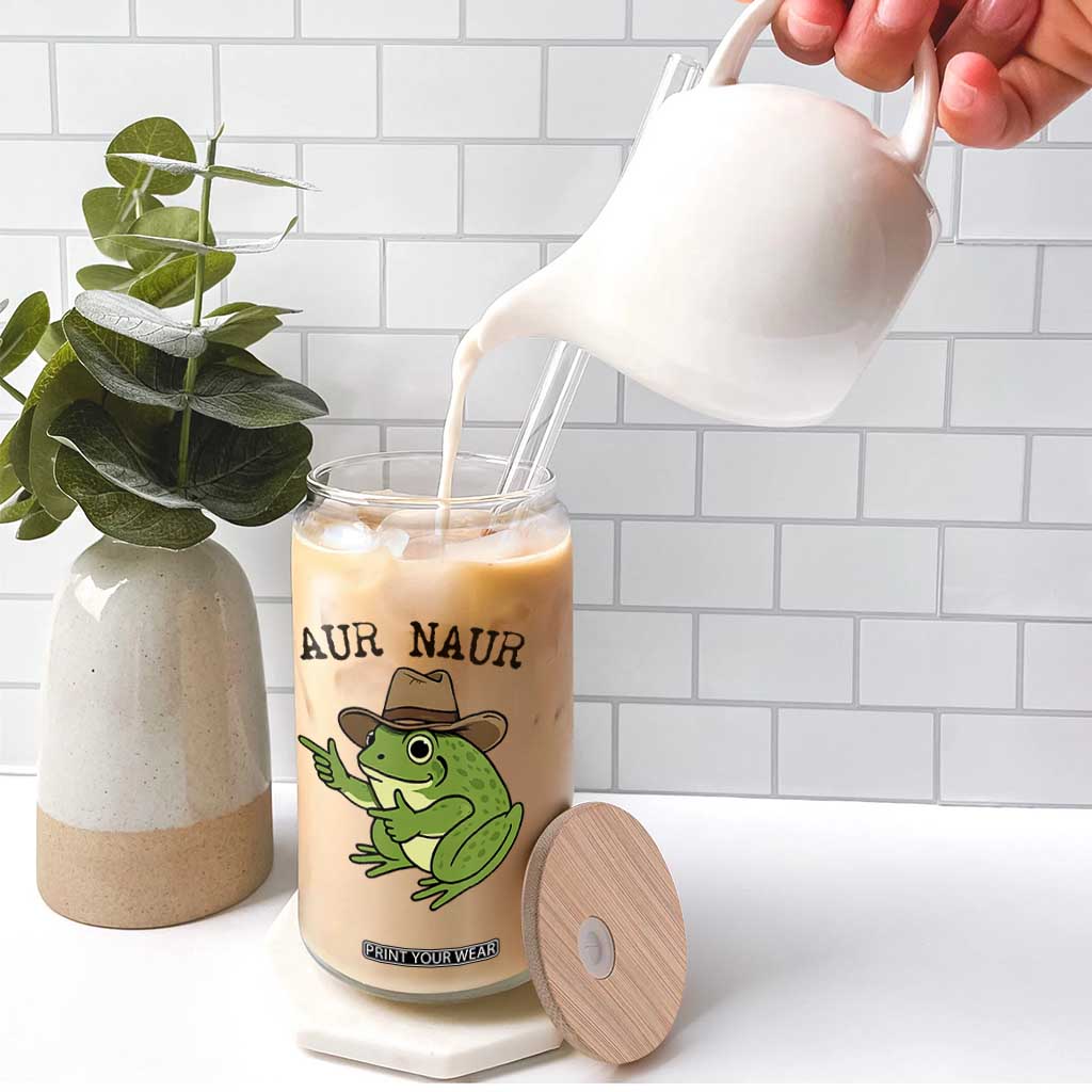 AUR Naur Cowboy Frog Meme Glass Can Funny Sarcastic Oh No Australian Accent TS14 Print Your Wear