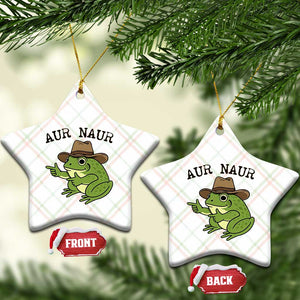 AUR Naur Cowboy Frog Meme Ceramic Ornament Funny Sarcastic Oh No Australian Accent TS14 Print Your Wear