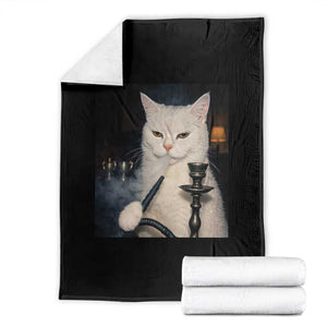 Funny Stoner Cat Throw Blanket 420 Stoner Smoking Cat Cannabis Lover Meme TS14 Black Print Your Wear